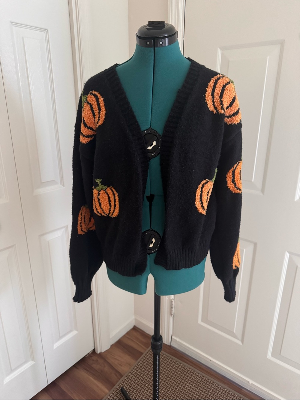 Black Pumpkin Knit Cardigan Sweater